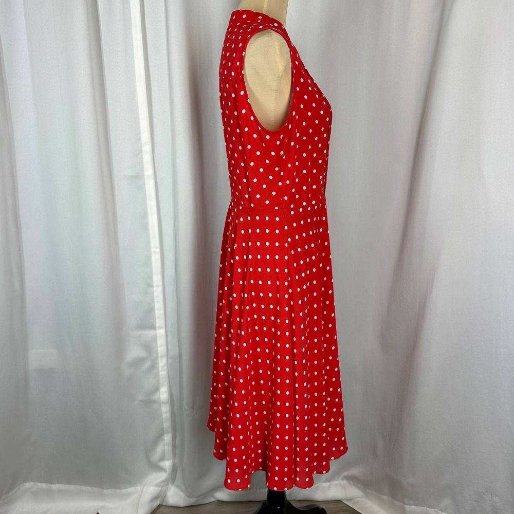 Nanette Lepore Red Polka Dot Dress Size 6 Retro Vintage Style Midi - Picture 5 of 13